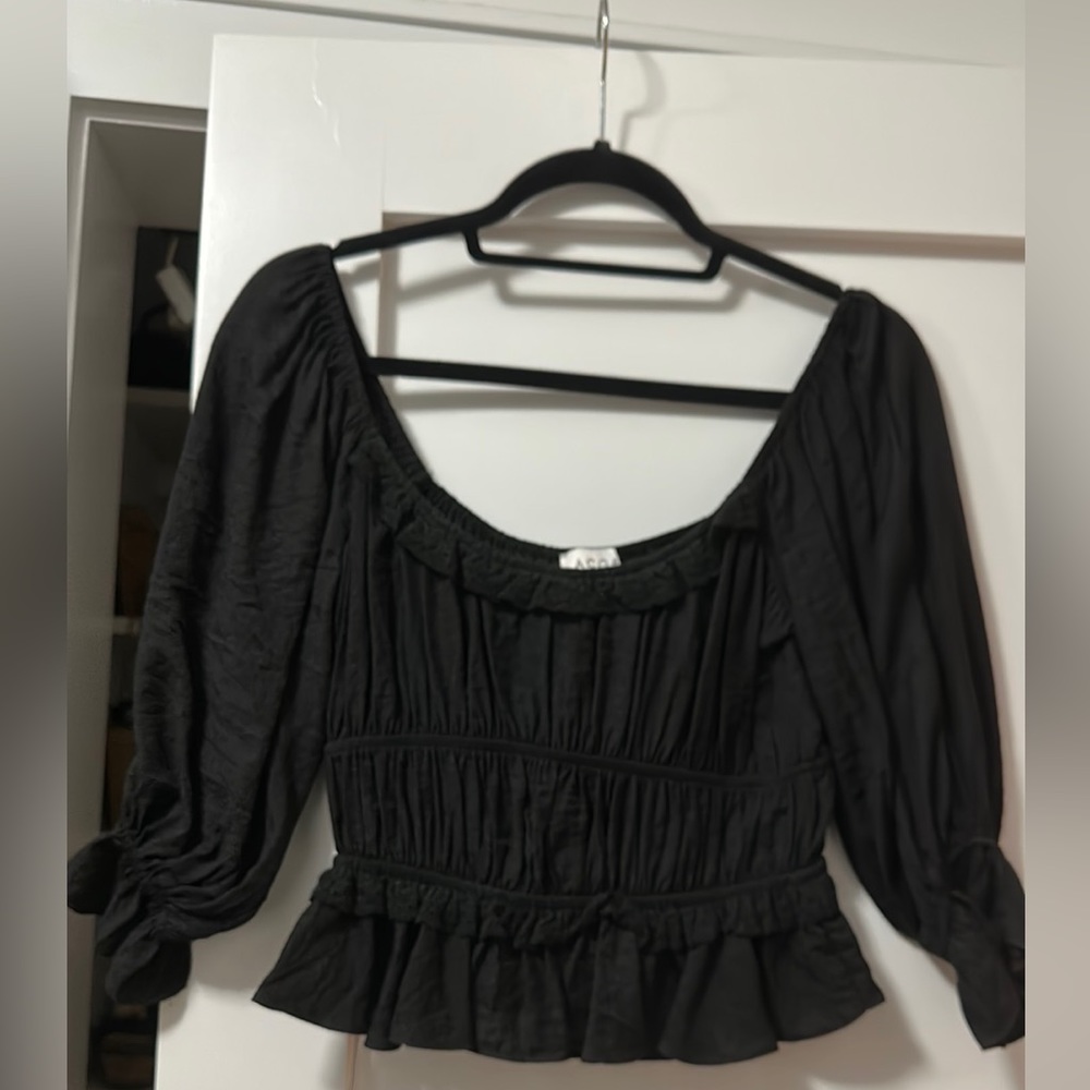 NWT black crop eyelet top